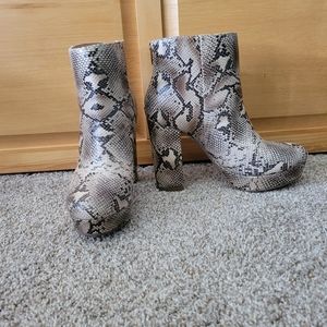 Snake print ankle boots